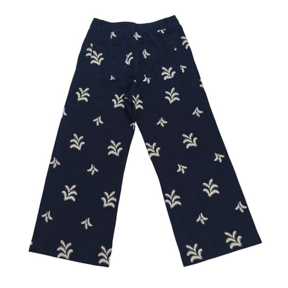 Navy & White Wide-Leg Embroidered Pants By Elie Tahari  Womens Size M. NWT. - Picture 2 of 7